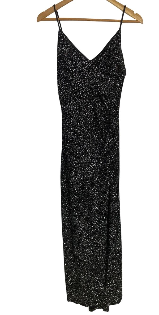 Jessica McClintock evening gown womenโs size 10 black sparkle event prom formal